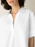 Organic Cotton Poplin Split Neck Top