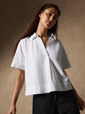 Organic Cotton Poplin Split Neck Top