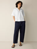 Organic Cotton Poplin Split Neck Top