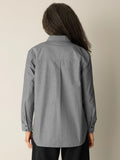 Striped Poplin Classic Collar Long Shirt