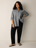 Striped Poplin Classic Collar Long Shirt