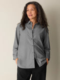 Striped Poplin Classic Collar Long Shirt