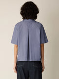 Striped Organic Cotton Poplin Split Neck Top