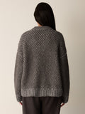Brushed Alpaca Wool Blend High Collar Cardigan