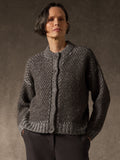 Brushed Alpaca Wool Blend High Collar Cardigan