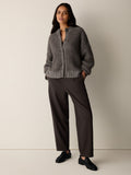 Brushed Alpaca Wool Blend High Collar Cardigan