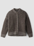 Brushed Alpaca Wool Blend High Collar Cardigan