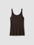 Sheer Cotton Blend Knit Scoop Neck Tank