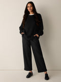 Felted Wool Jersey Straight Cuffed Pant in Regenerative Wool