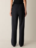 Mélange Felted Wool Jersey Full-Length Straight Trouser in Regenerative Wool (Petite Sizes)