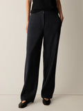 Mélange Felted Wool Jersey Full-Length Straight Trouser in Regenerative Wool (Petite Sizes)