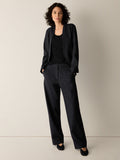 Mélange Felted Wool Jersey Full-Length Straight Trouser in Regenerative Wool (Petite Sizes)