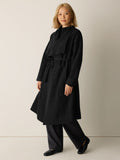 Lightweight Boiled Wool Drape Neck Coat in Regenerative Wool