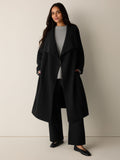 Lightweight Boiled Wool Drape Neck Coat in Regenerative Wool