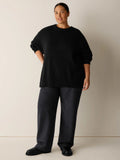 Cotton & Recycled Cashmere Crew Neck Long Top