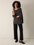 Cotton & Recycled Cashmere Crew Neck Long Top