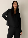 Cozy Brushed Terry Hug Split Neck Top