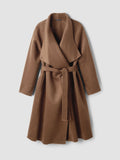 Lustrous Wool Drape Neck Coat
