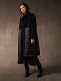 Eggshell Recycled Nylon Stand Collar Coat