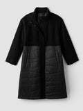 Eggshell Recycled Nylon Stand Collar Coat