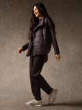 Eggshell Recycled Nylon High Collar Quilted Vest