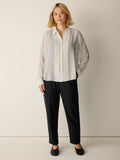 Sheer Silk Georgette Classic Collar Pintuck Shirt