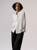 Sheer Silk Georgette Classic Collar Pintuck Shirt