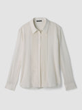 Sheer Silk Georgette Classic Collar Pintuck Shirt