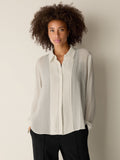 Sheer Silk Georgette Classic Collar Pintuck Shirt