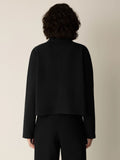 Textured Cotton Doubleknit High Collar Jacket