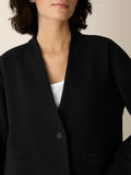 Textured Cotton Doubleknit High Collar Jacket