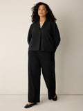 Textured Cotton Doubleknit High Collar Jacket