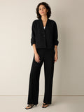 Textured Cotton Doubleknit High Collar Jacket