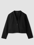 Textured Cotton Doubleknit High Collar Jacket
