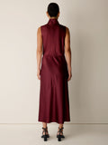 Stretch Silk Charmeuse Bias Cowl Neck Dress
