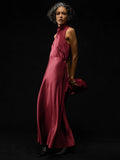 Stretch Silk Charmeuse Bias Cowl Neck Dress