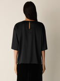 Stretch Silk Charmeuse Round Neck Top