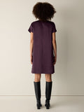 Crinkled Satin Round Neck Dress