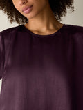 Crinkled Satin Round Neck Dress