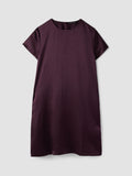 Crinkled Satin Round Neck Dress
