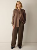 Crinkled Satin Straight Pant (Petite Sizes)