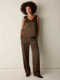 Crinkled Satin Straight Pant (Petite Sizes)