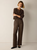 Crinkled Satin Straight Pant (Petite Sizes)