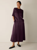 Crinkled Satin Half-Circle Skirt