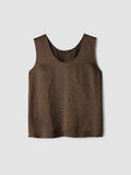 Textured Satin Curved V-Neck Tank