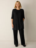 Superfine Merino Crew Neck Long Top in Regenerative Wool