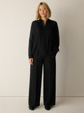 Washable Flex Ponte Pintuck Wide Trouser