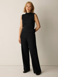 Washable Stretch Crepe Pintuck Wide Pant