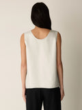 Silk Twill Curved V-Neck Tank