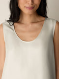 Silk Twill Curved V-Neck Tank